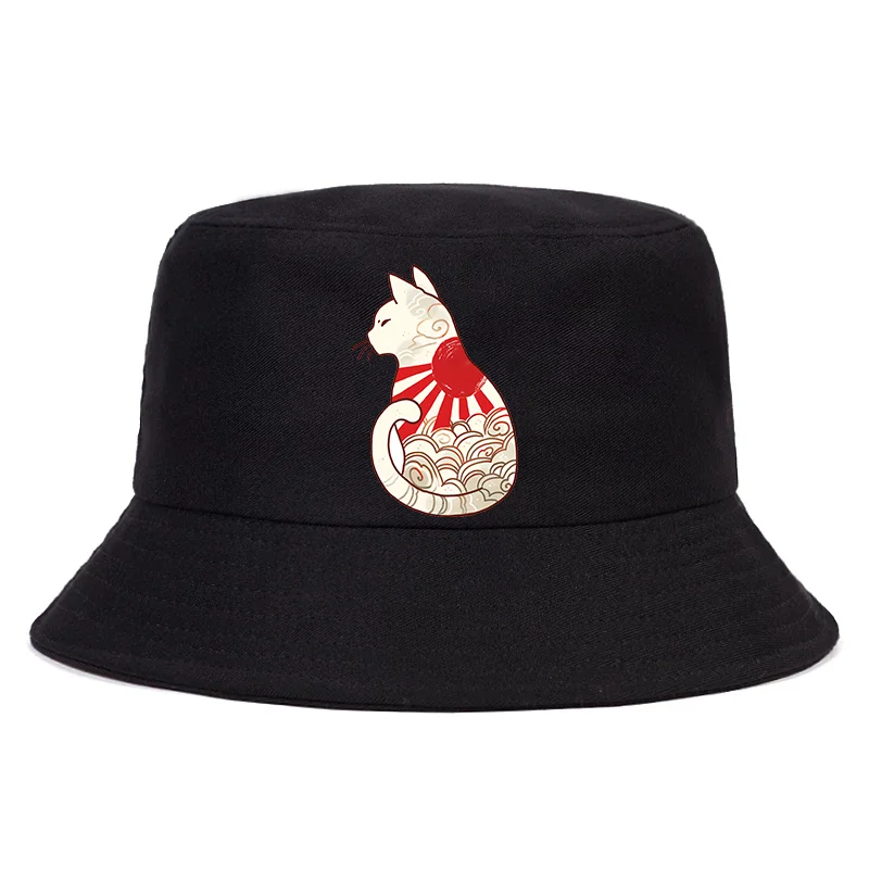 2021 Japanese new men Catana male/female print cartoon cat fishing hat panama hat