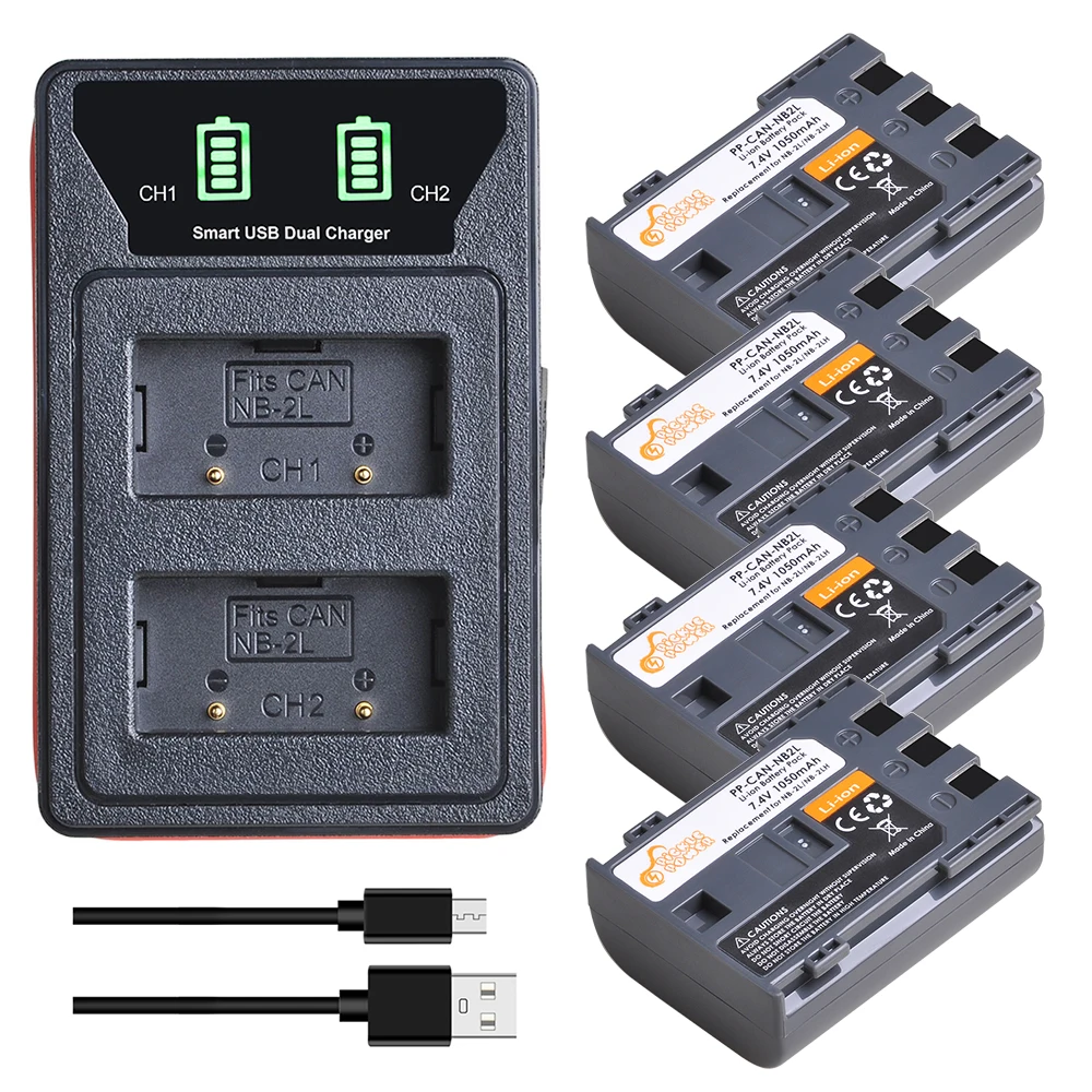 

NB-2L NB-2LH Digital Battery For Canon Rebel XT XTi EOS 350D 400D Powershot G9 G7 S80 S70 S30 L10LED Built-in USB Dual Charger