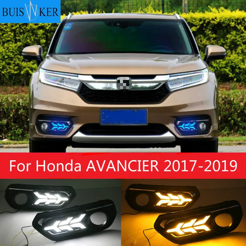 

1 Set DRL Daytime Running Lights Daylight 12V ABS Fog Lamp Cover With Turn Yellow Signal Light For Honda AVANCIER 2017-2019