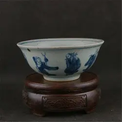 Chinese Blue and White Porcelain Qing Eight Immortals Design Bowl 5.1 inch