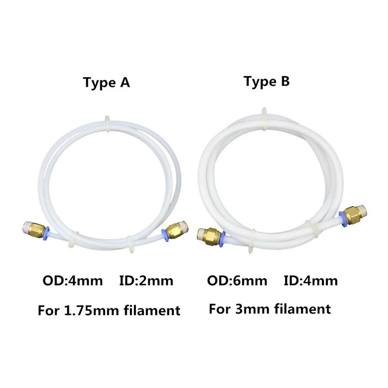 Conectores de tubulação de tubo de 1m ptfe impressoras 3d peças j-head hotend para v5 v6 1.75mm 3.0mm filamento longa extrusora parte venda quente