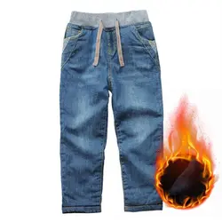 Children’s Winter Jeans 2024 New Kids Fleece Thick Warm Denim Trousers Pants For Teen Boys 3-14 Years Wear Dwq607