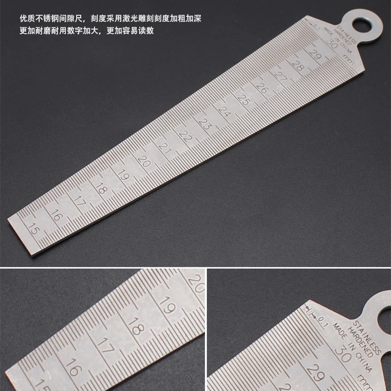 1-15mm, 15-30mm, 30-45mm,45-60mm Wedge Feeler Gauge Clearance Ruler Taper Gauge Gap Ruler Metric Stainless Steel Aperture Ruler