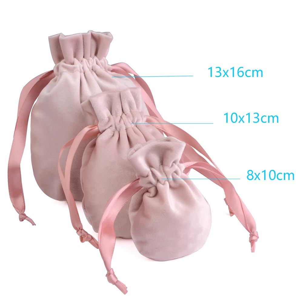 Sacs en velours doux gourde, sachets de proximité, sac d'emballage, bijoux, décoration de mariage, sacs cadeaux, 8x10cm, 10x13cm, 13x16cm, 5 pièces par lot