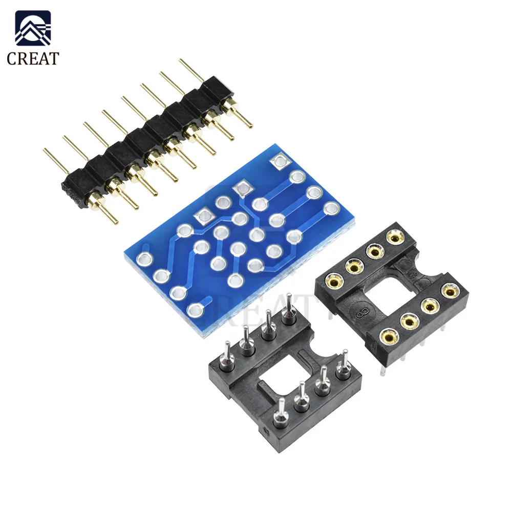 Dual DIP8 to DIP8 Converter Adapter Mono Module PCB+Pin+Socket  for Amplifier IC NE5532 OPA2132 OPA627 TL072 P07