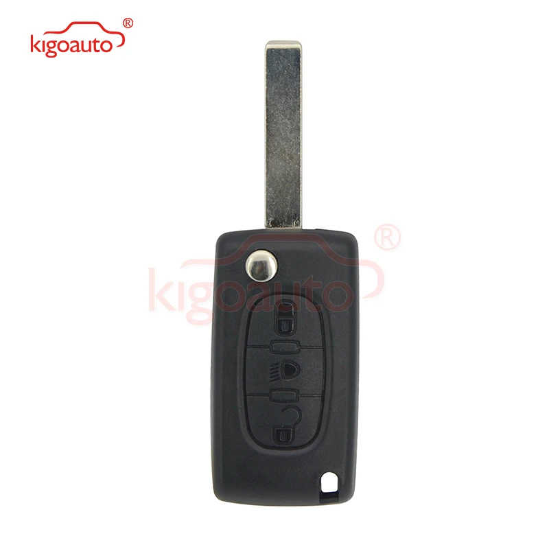 Kigoauto CE0523 Flip Remote Key Shell Case for Citroen Peugeot 3 Button HU83 Middle Light