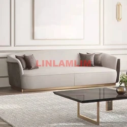 American Entry lux chesterfield sofa lniana aksamitna tkanina kanapa projektant диваны для гостинной ze złotą stalą nierdzewną