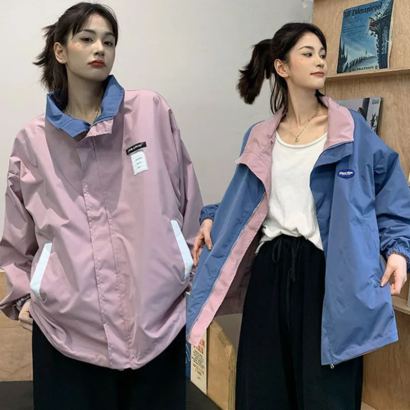 Uhytgf primavera outono jaqueta feminina 2022 moda dupla face usar solto tamanho casaco manga comprida costura casual feminino outerwear