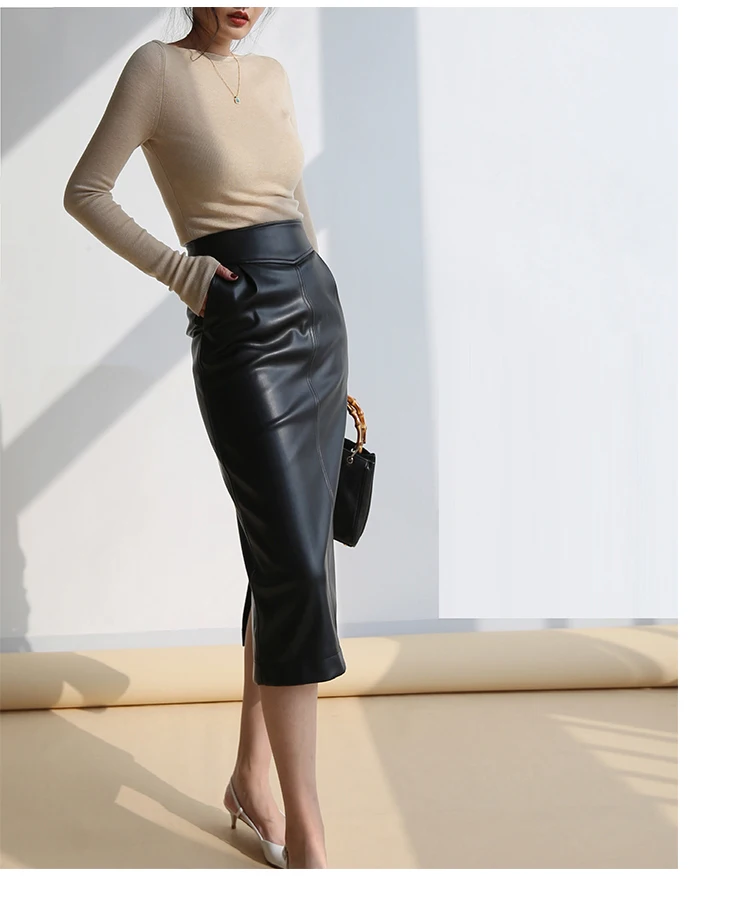 Nerazzurri Spring Midi Pu Leather Skirt Women Brown White Black Long High Waisted Pencil Skirts for Women 2023 Side Slit Zipper 32 H877b5aff7aa34650bcc1a00dba63c36bg