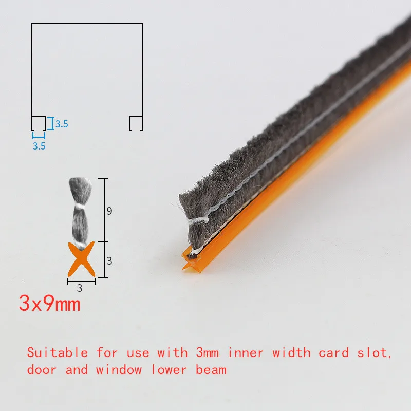 5/10M Door Window Sealing Strip 3mm card slot Sound Insulation Wind-proof brush seal Filler Hair tape Home Hardware Accessories