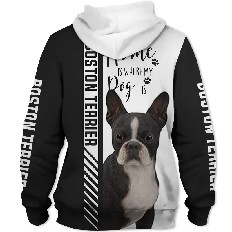 Boston Terrier Dog 3D Printed Jacket Men/Women Harajuku Hoodie Unisex Casual Streetwear Sweatshirt Pullover Sudaderas D8055