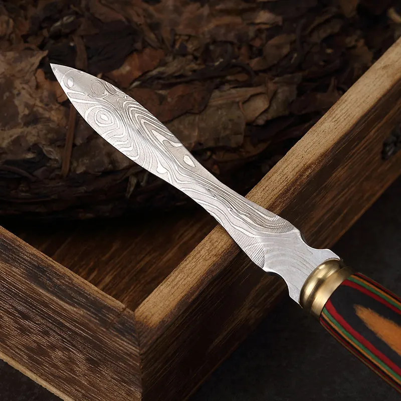 Damascus Pattern Stainless Steel Tea Knife, Kung Fu Tea Accessories, Chinese New Year Gift