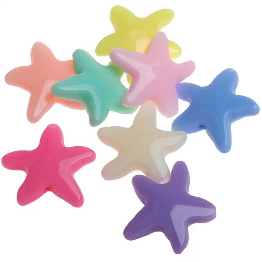 

50 Mixed Pastel Color Acrylic Sea Star Starfish Beads Charms 20mm