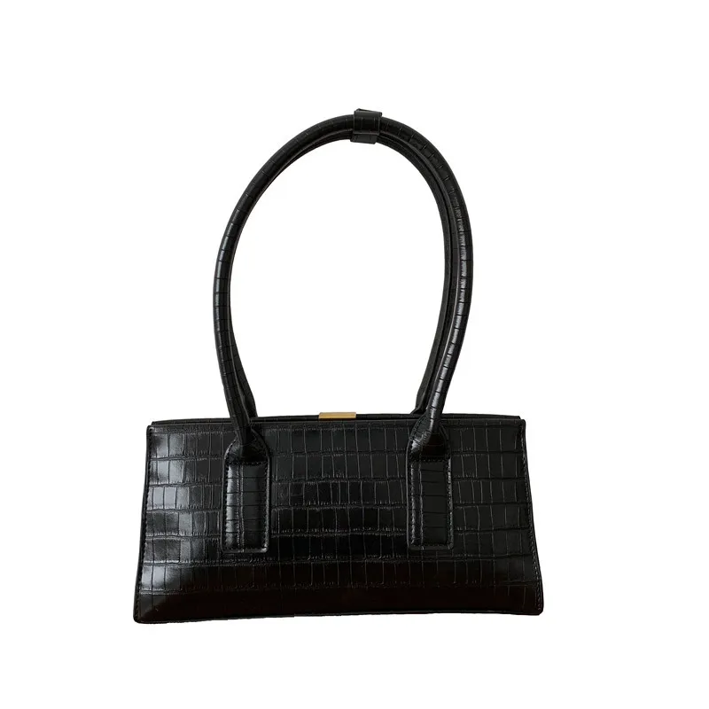 Fashion Crocodile Pattern Small Square Tote Bag Vintage Designer Famous Brand Shoulder Messenger Bag Retro Clip New Handbag