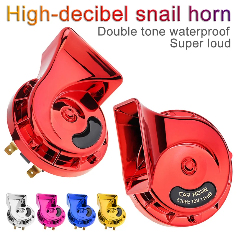 Universal Waterproof 118dB Twin Car Trumpet High / Low Tone 12V Horn Kit with Bracket Fit for Car/Motorcycle