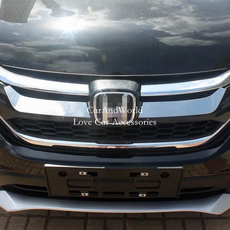 For Honda CRV CR-V 2015 2016 Stainless Steel Front Grid Grille Frame Trims Bumper Refit Cover Car Moulding Garnish Accessories