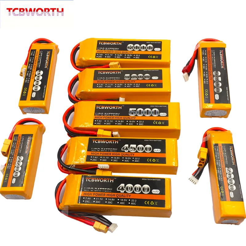 7.4V 11.1V 14.8V 22.2V RC LiPo Battery 2S 3S 4S 6S 1300 1800 2200 4200 5200 6000mAh For RC Airplane Drone Helicopter Aircraft