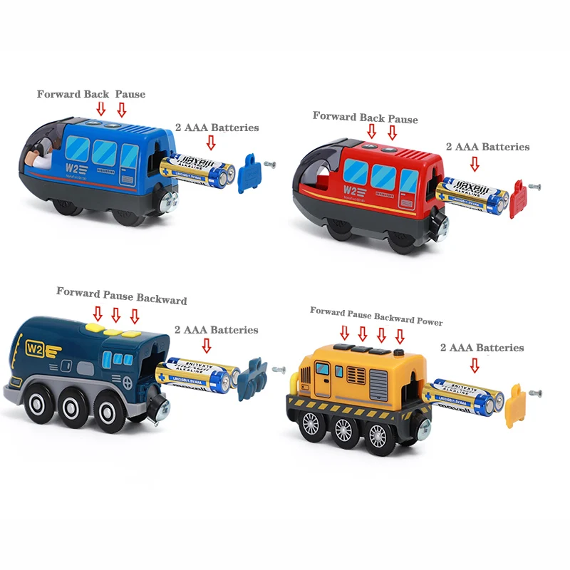 Juego de tren de pago de locomotora operado por batería, apto para pista de ferrocarril de madera, tren eléctrico de bala de motor potente, regalo