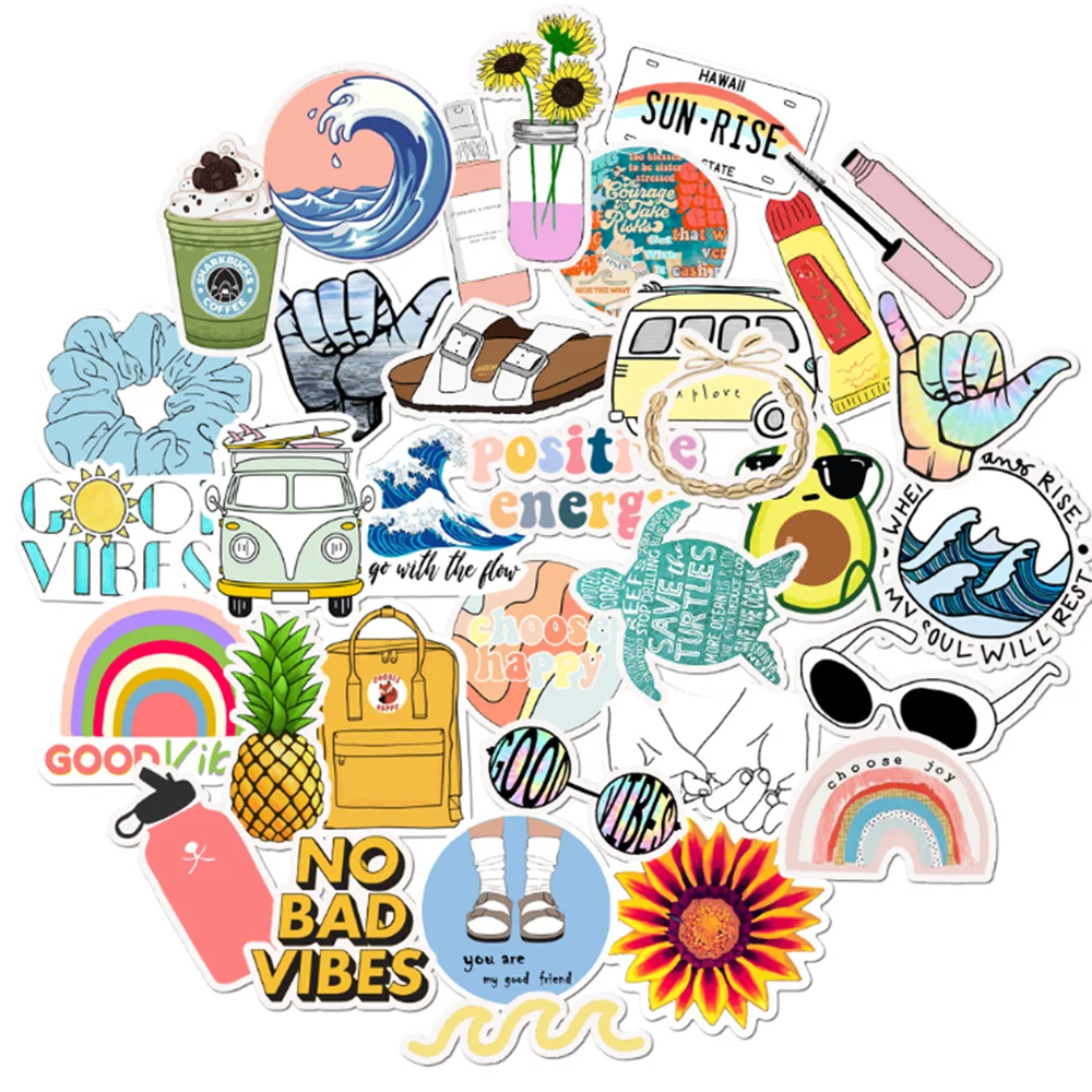 

11/35PCS VSCO Girl Style Cartoon Stickers Car Motorcycle Travel Luggage Phone Guitar Laptop Waterproof PVC Cool Joke Stickers