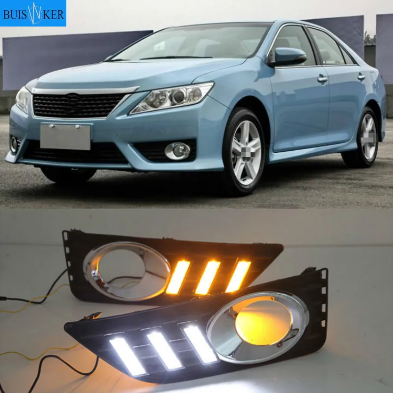 

1 Set LED DRL Daytime Running Lights Daylight Fog Lamp Cover With Yellow Turning Signal For Toyota Camry 2012
