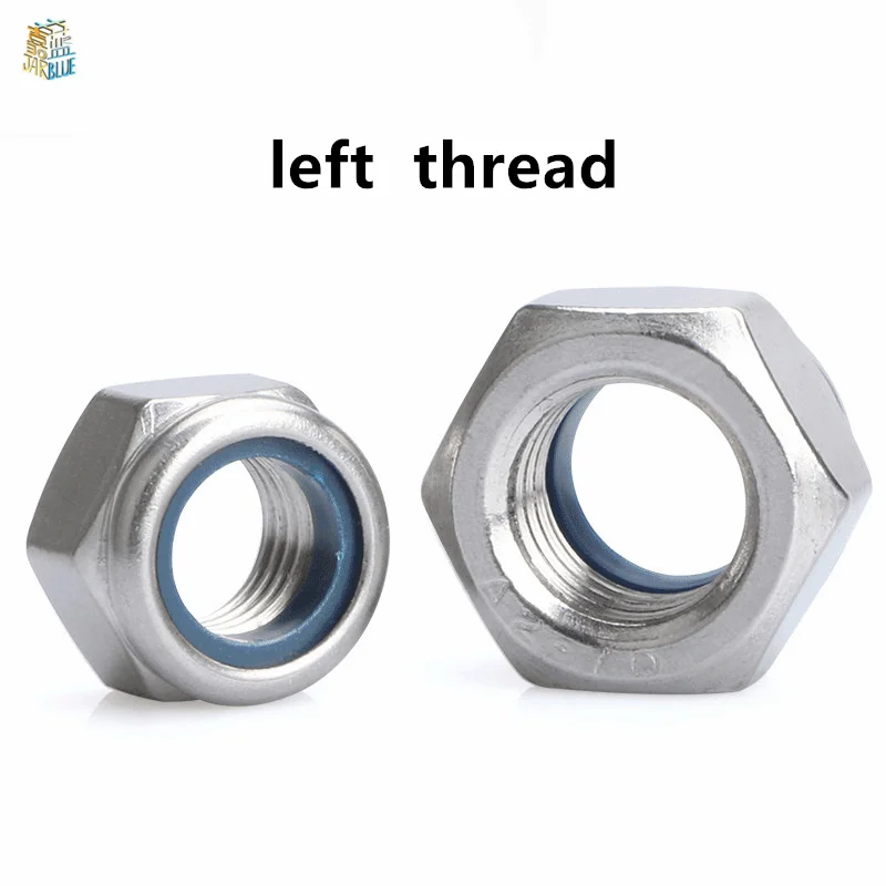 

304 Stainless Steel Left Thread Hex Nut Self-locking Nylock Locknut M2 M3 M4 M5 M6 M8 M10 M12 M14 M16 M20 M22 M24 Lock Nut