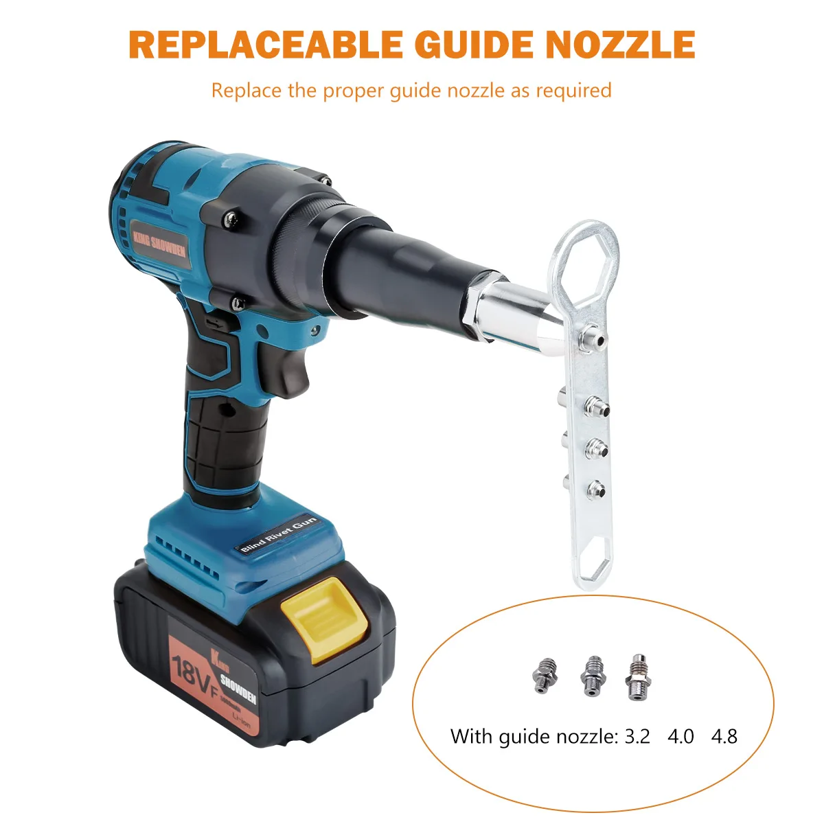 Electric Rivet Gun Cordless Rivet Nut Gun Drill Insert Nut Riveting Tool 3.2-4.8mm With LED Light For Makita 18V Battery