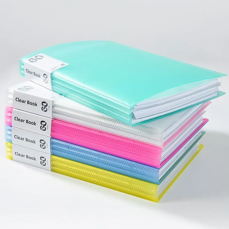 A4 Information File Folder Book Leaflet Student Color Paper Classifications Packet Transparent Insert Booklet Organizer