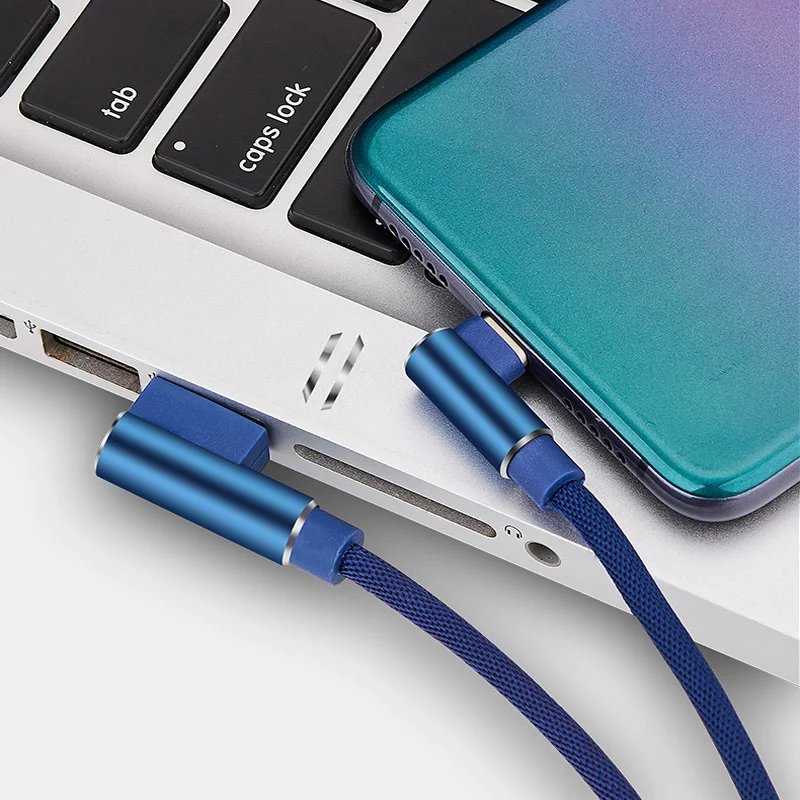 25cm USB to Type C Micro USB Short Charging Cable Elbow 90 Degree USB C Micro Cable 2.4A Fast Charging Cord For Samsung Huawei