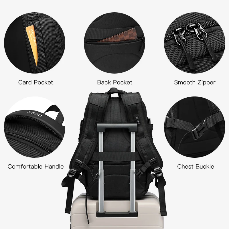 OZUKO Large Capacity Men Backpack 15.6inch Laptop Backpacks Male Waterproof Travel Bag USB Charging Backpack for Men Luggage Bag