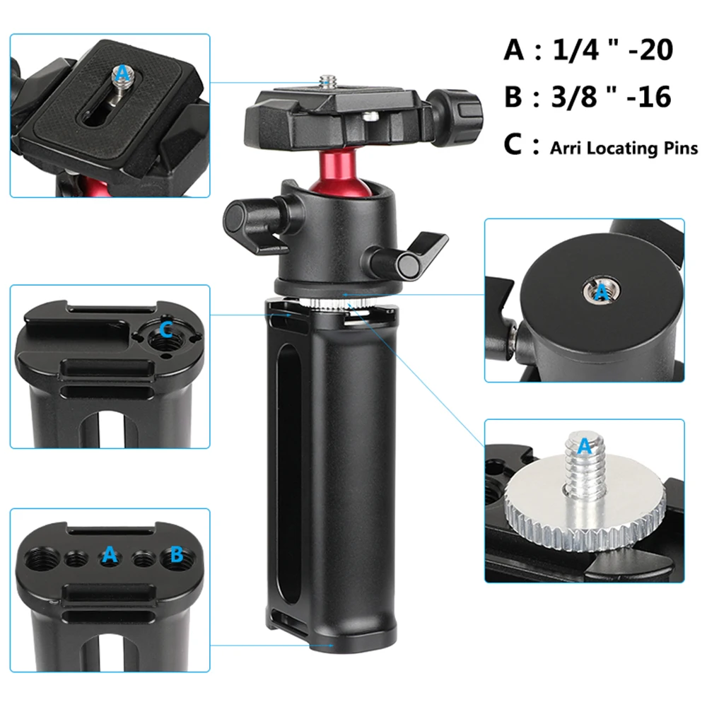 CAMVATE adattatore per testa a treppiede rotante a 360 ° impugnatura in alluminio piastra di base a sgancio rapido vite di montaggio da 1/4 "per treppiede/Minipod