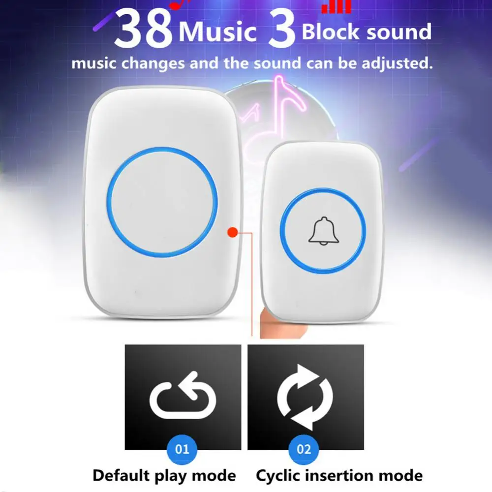 A10 Waterproof Wireless Doorbell 300m Remote Door Chime Plug-in Button Ring Alarm Door Bell campainha sem fio дверной звонок