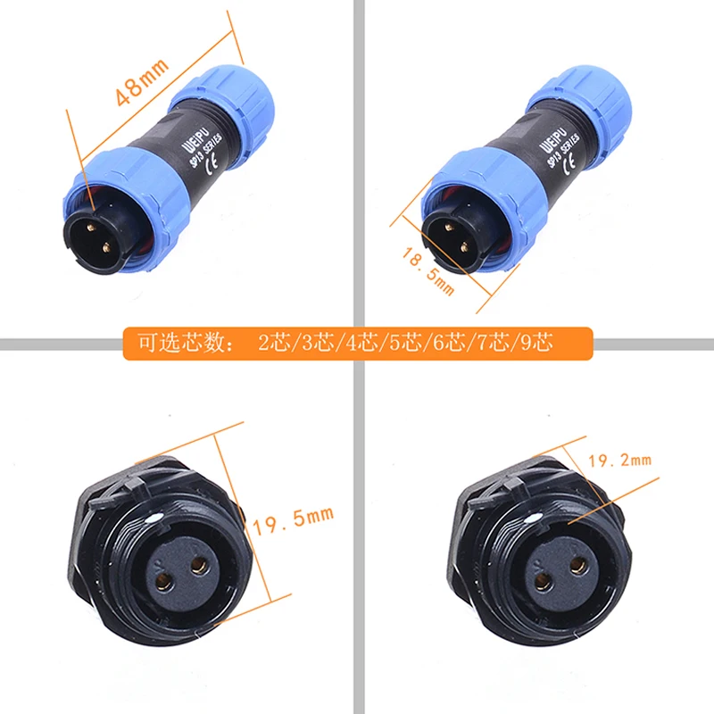 Original Weipu Anschluss SP13 IP68 2 3 4 5 6 7 9 Pin Männlich Weiblich Wasserdichte Kabel Stecker Vorne Montieren buchse SP1310 SP1312 – Detail 4