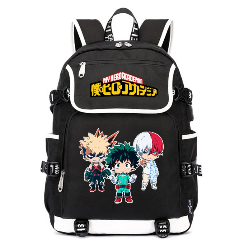 Mój bohater Academia Anime torby szkolne kobiety plecak Bakugou Katsuki Bookbag plecak z portem USB Oxford plecak podróżny