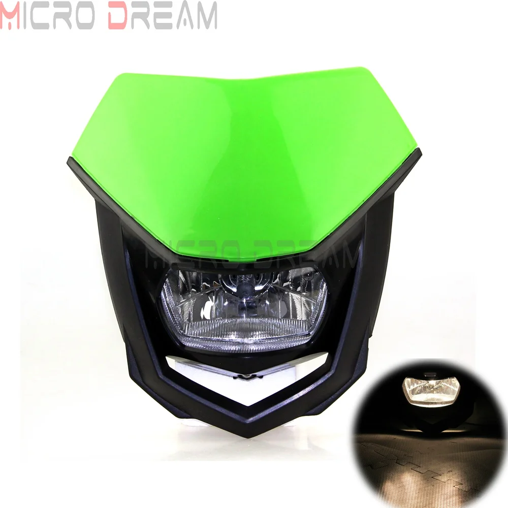 13 Colors Universal 12V H4 Headlight Fairing Motocross Enduro Supermoto Dirt Bike Head Light Mask For Honda Yamaha Kawasaki