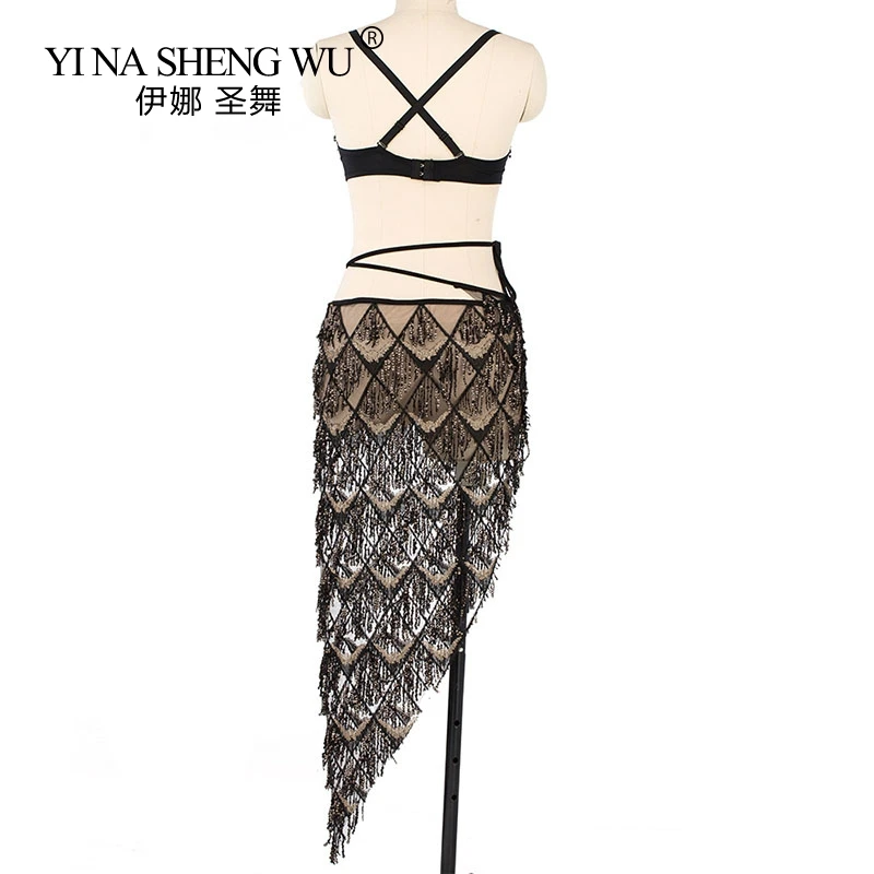 Women Mermaid Belly Dance Costume Set Bling Bling Belly Dance Bra Hip Scarf Sequin Tassel Belly Dance Hip Scarf Costumes