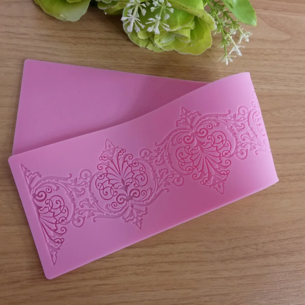 Silicone Cake Border Lace Mold Mat Soap Handmade Fondant Decorating Tool DIY Aroma Mould Making K777