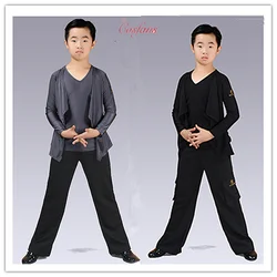 Latin Dance Top Kids Short Sleeve Boys Latin Dancing Shirts Salsa Tango Cha Cha Competition BOYS Performance Dancewear Clothes