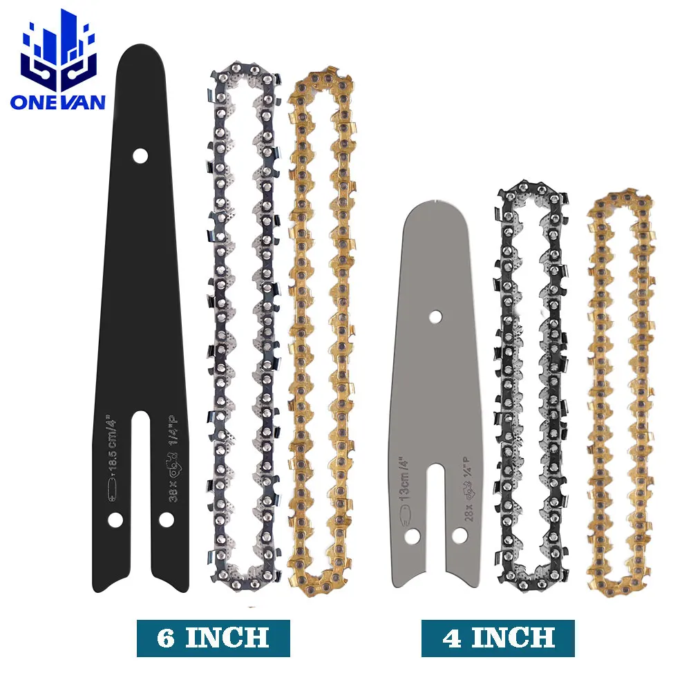 New 4 /6 Inch  Mini Steel Chainsaw Chain Gold / Silver Chain Electric Pruning Saw Accessory Garden Tool Replacement Chain