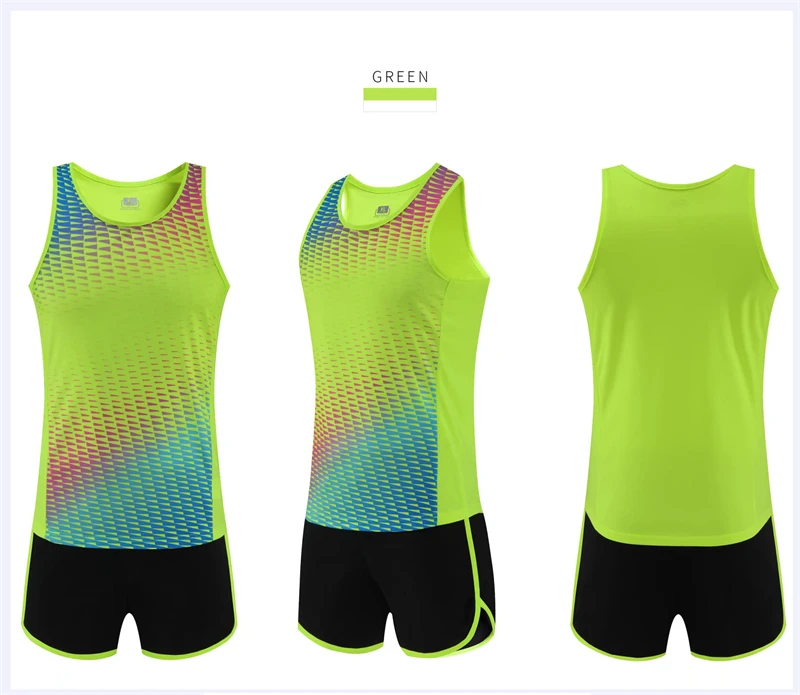 Men Women Running Sets Competition Sports Suit Track and field Sportswear Jogging Marathon Clothes 2 Pieces Vest+Shorts