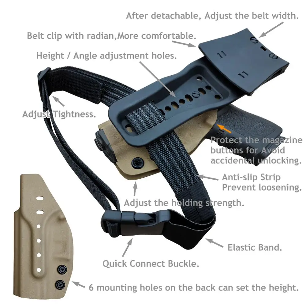 BBF Make KYDEX OWB Holster For Glock 19 19x 23 32 17 22 3125 26 27 33 CZ P10 Gun Holster Belt Outside Carry Pistol Case Pouch - view 3
