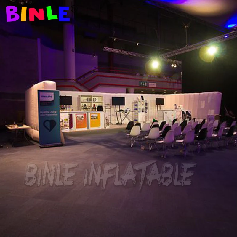 

6m U-shaped inflatable wall with led lights,exhibition space Indoor Inflatable Office meeting room dj booth,trade show divider