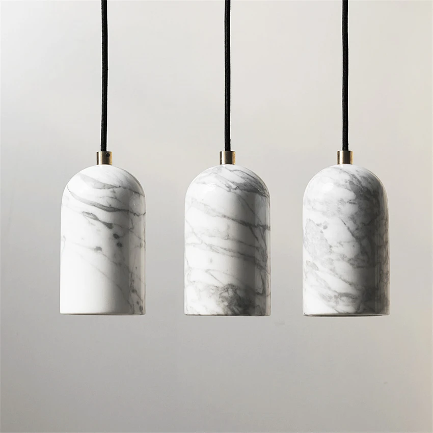 Nordic Cylinder Marble Pendant Lights Modern Designer Dining Room Bedroom Bedside Coffee Shop Bar Pendant Lamps Stone Fixtures