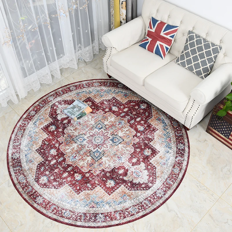 Persian Round Carpet for Living Room American Bedroom Carpet Europe Vintage Chair Rugs Home Decor Floor Mat Study Carpet