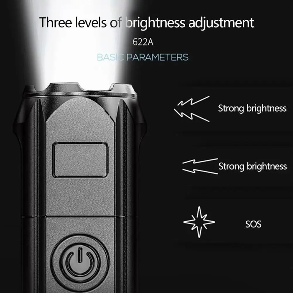 New Style Telescopic Zoom Strong Light Flashlight USB Charging Small Portable Spotlight Long-Range Flood Outdoor Lighting Lamp