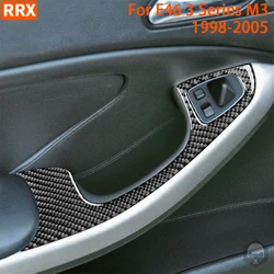 For BMW E46 1998-2005 Coupe Door Glass Window Lift Control Panel Tuning Real Carbon Fiber Stickers Cover Interior Accessories