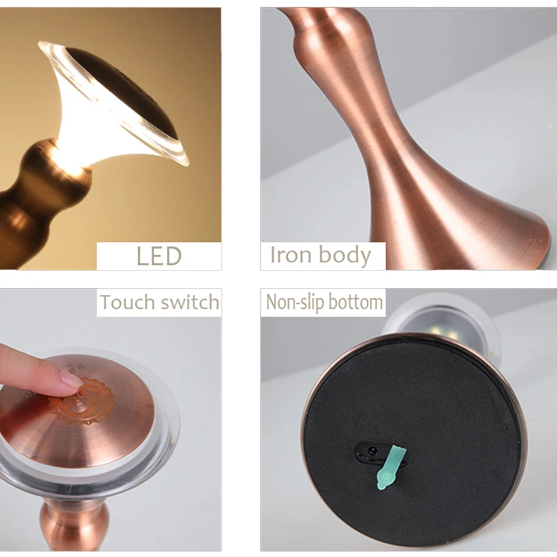 Touch Sensor Table Lamp Modern Led Bar Restaurant Simple Table Lamp Metal Desk Lamp Dimmable Art Deco Chargeable USB Night Light