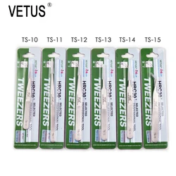 VETUS 6 Pcs/lot TS10 TS-11 TS-12 TS-13 TS-14 TS-15 High Elastic Acid & Alkali Sesistant Stainless Steel Tweezers