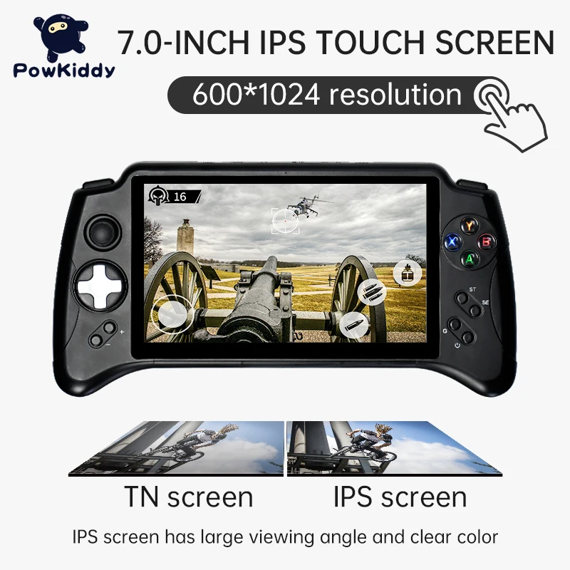 POWKIDDY New X17 Android 7.0 Retro Handheld Video Game Console 7-inch IPS Touch Screen MTK 8163 Quad Core 2G RAM 32G ROM