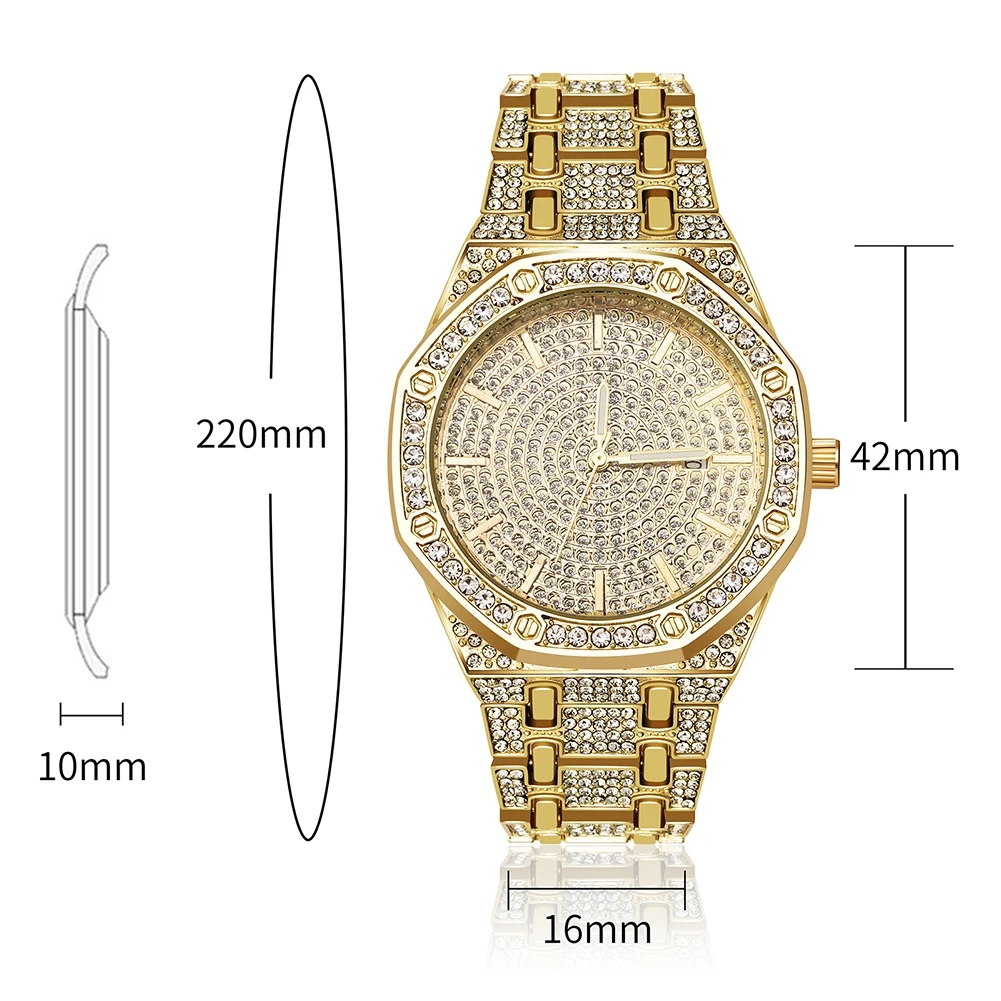 TOPGRILLZ Luxury Brand ICED OUT Watch Quartz Gold HIP HOP Wrist Watches With Micropave CZ Stainless Steel Wristband images - 6