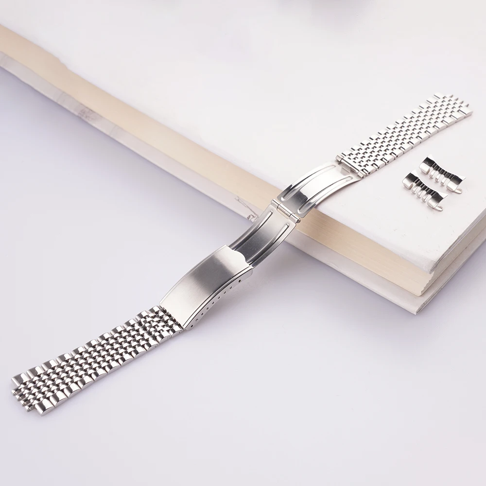 Rolamy 18 20mm 316L Stainless Steel Hollow Curved End Replacement Wrist Watch Band Bracelet Strap For Vintage Omega Geneve